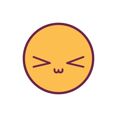 Mutlu daire kawaii çizgi film vektör tasarımı