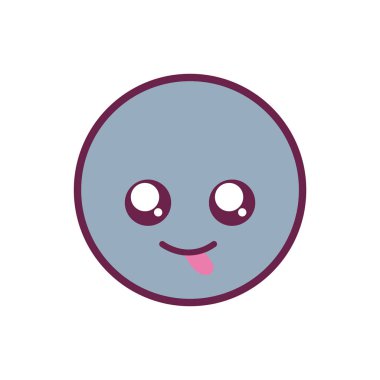 Mutlu daire kawaii çizgi film vektör tasarımı