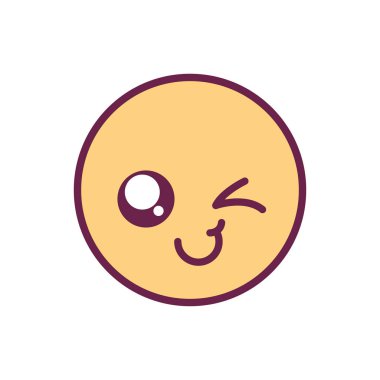 Mutlu daire kawaii çizgi film vektör tasarımı