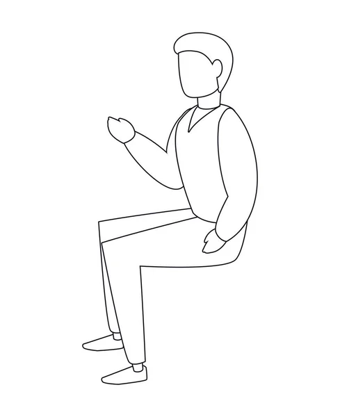Isolato avatar uomo seduto disegno vettoriale — Vettoriale Stock