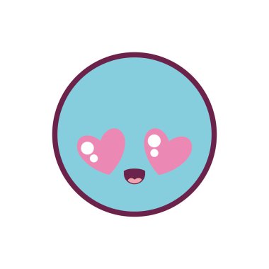 Aşk çemberi kawaii çizgi film vektör tasarımında