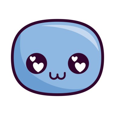 Mutlu oval kawaii çizgi film vektör tasarımı