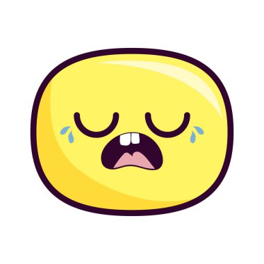 Ağlayan oval kawaii çizgi film vektör tasarımı