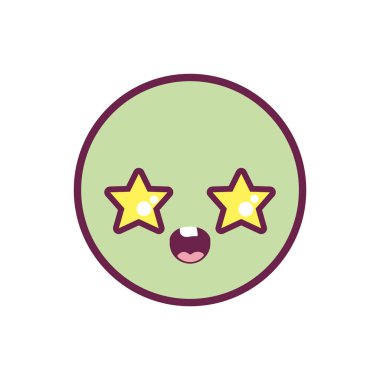 Mutlu daire kawaii çizgi film vektör tasarımı