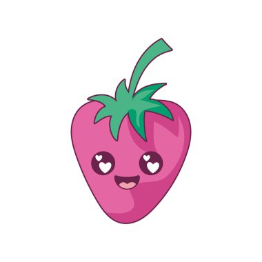Kawaii çilek karikatür vektör tasarımı