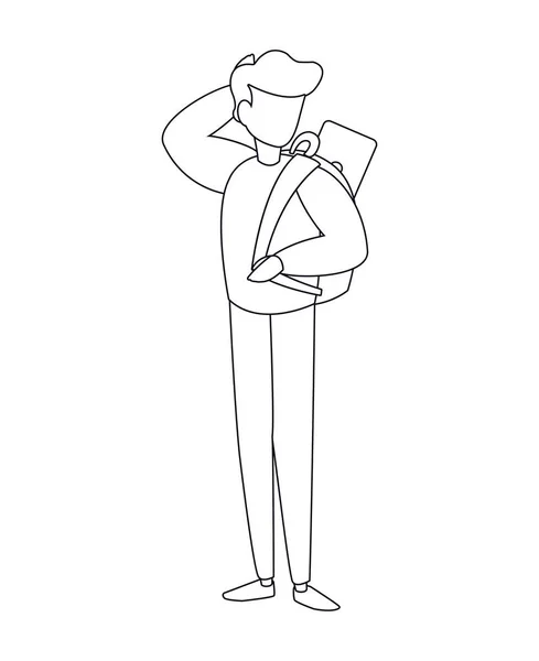 Απομονωμένος άνθρωπος avatar με το lap-top μέσα τσάντα διάνυσμα σχεδιασμό — Διανυσματικό Αρχείο