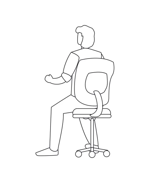 Isolato avatar uomo seduto di disegno vettoriale posteriore — Vettoriale Stock