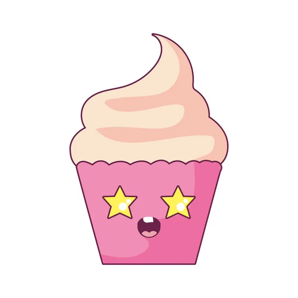 Kawaii cupcake cartoon vector ontwerp — Stockvector