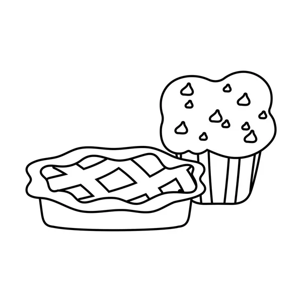 Gâteau isolé et gâteau dessert vecteur design — Image vectorielle
