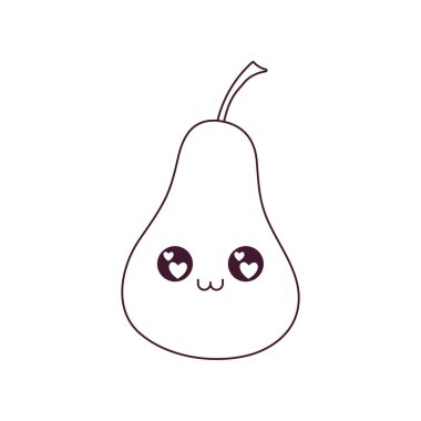 Kawaii armut çizgi film vektör tasarımı