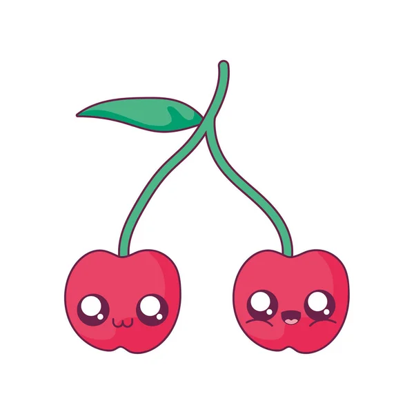 Kawaii cherry cartoon vector ontwerp — Stockvector