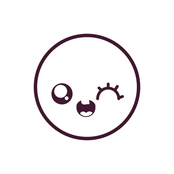 Feliz círculo kawaii desenho animado design vetorial — Vetor de Stock