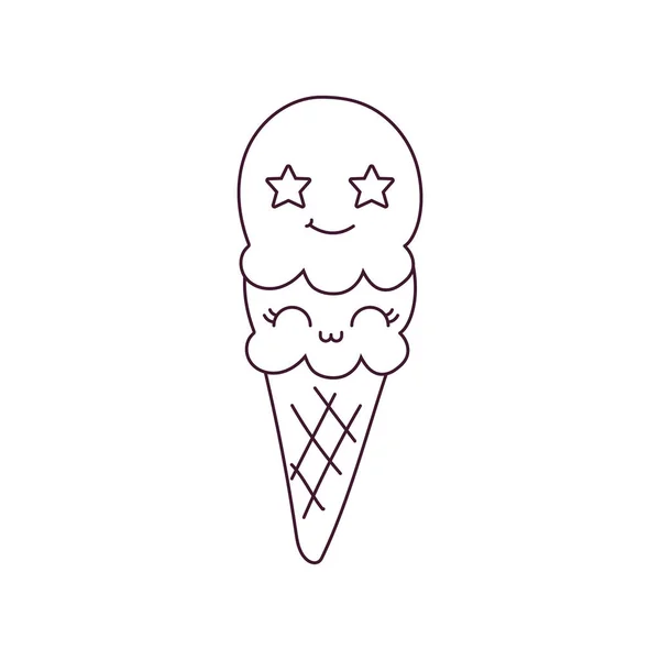 Kawaii zmrzlina kreslený vektor design — Stockový vektor