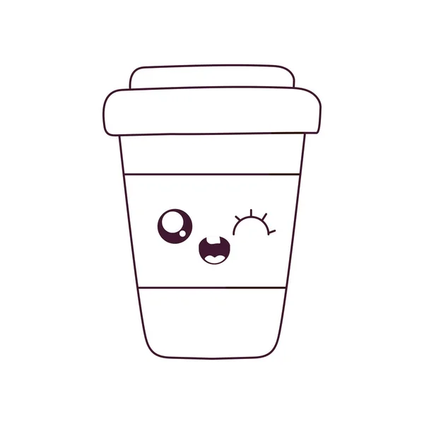 Kawaii taza de café diseño de vectores de dibujos animados — Vector de stock