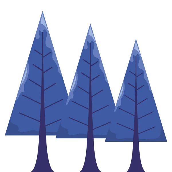 Соснові дерева зі снігом зимового сезону Векторний дизайн — стоковий вектор
