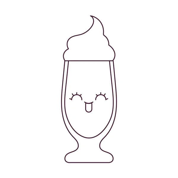 Kawaii milkshake dessin animé vectoriel — Image vectorielle