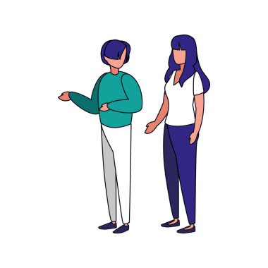 İzole kadın ve erkek avatar vektör tasarımı