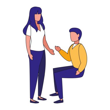 İzole kadın ve erkek avatar vektör oturma tasarımı