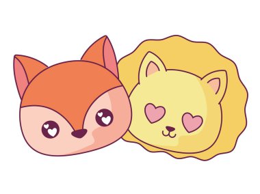 Sincap ve aslan çizgi film vektör tasarımı