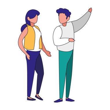 İzole kadın ve erkek avatar vektör tasarımı