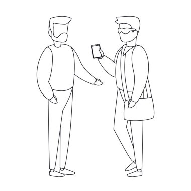 Akıllı telefon vektör tasarımlı izole edilmiş avatar adamlar