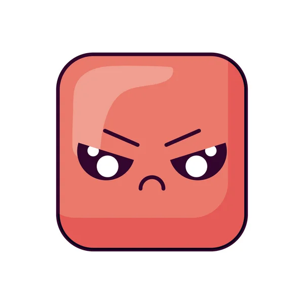 angry square kawaii cartoon vector design