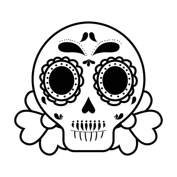 Calavera mexicana aislada con diseño vectorial de flores — Vector de stock