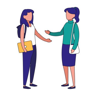 İzole edilmiş Avatar kadın vektörü dizüstü bilgisayar ve çanta tasarımı