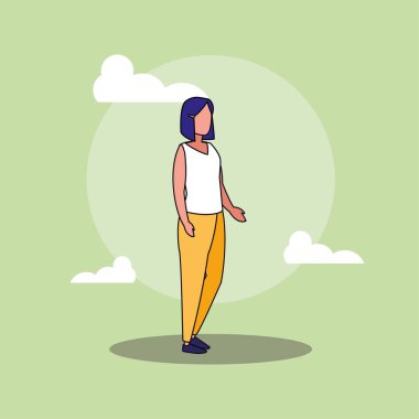 Avatar kadın ve bulut vektör tasarımı