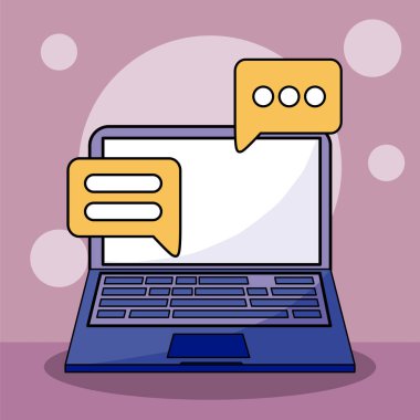 Dijital dizüstü bilgisayar ve kabarcık vektör tasarımı