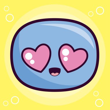 oval kawaii çizgi film vektör tasarımında