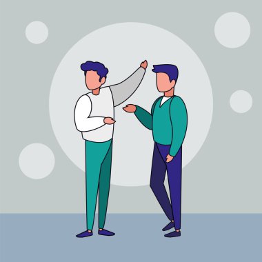 Avatar adamları ve daire arkaplan vektör tasarımı