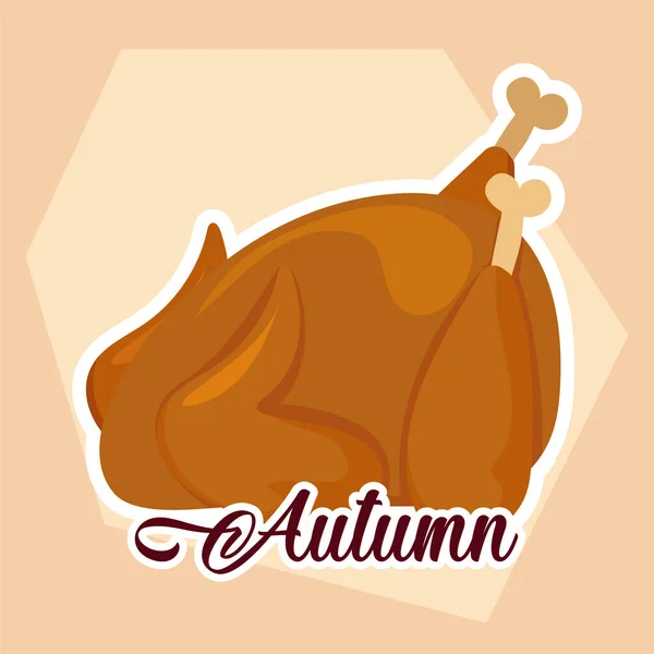 Chicken of autumn season vector design — Stock Vector