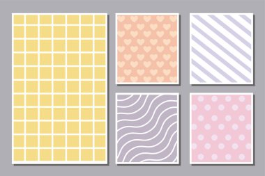 Desen çizgili ve kalpler vektör tasarımını çerçeveler