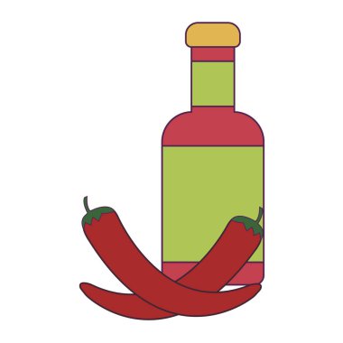 İzole edilmiş Meksika tekilası ve biber vektör tasarımı