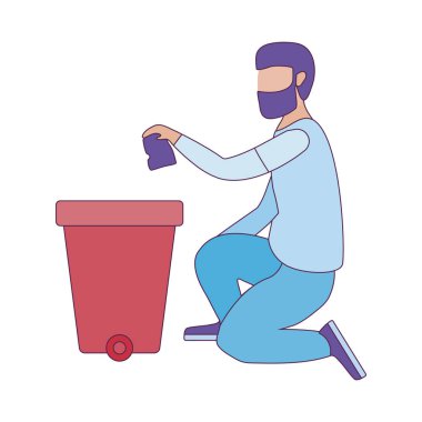 İzole edilmiş geri dönüşüm çöpü ve Avatar Adam vektör tasarımı