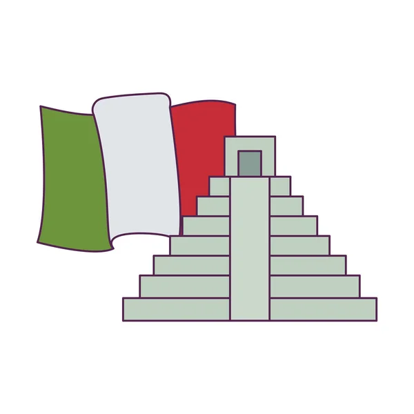 Diseño aislado de pirámide mexicana y vectores de mapas — Vector de stock