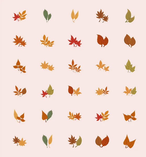 Isolierte Reihe von Herbstblättern Vektor-Design — Stockvektor