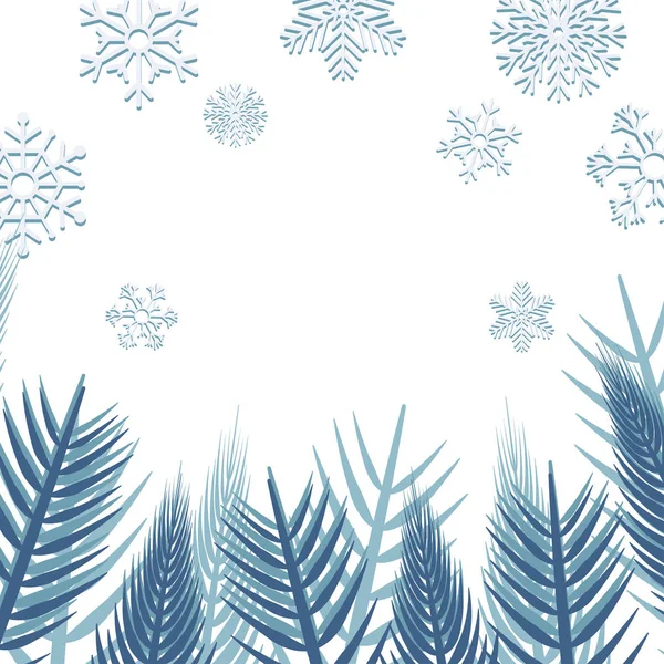 Hópelyhek és téli évszakok levelei vektortervezés — Stock Vector