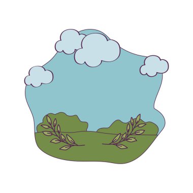 İzole edilmiş yapraklar ve bulut vektör tasarımı