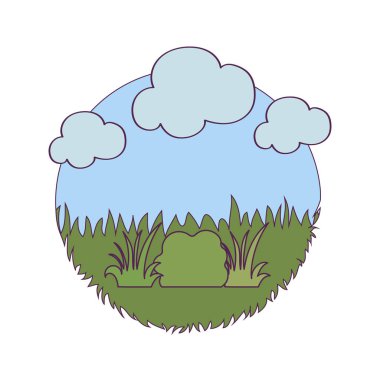 İzole doğa çalılıkları ve bulut vektör tasarımı