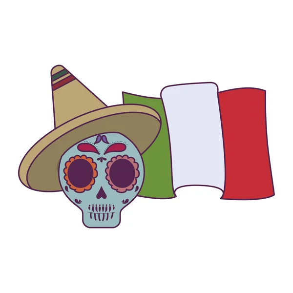 Изолированный мексиканский череп и вектор карты — стоковый вектор