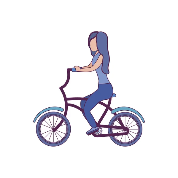 Mujer montar bicicleta vector diseño — Vector de stock