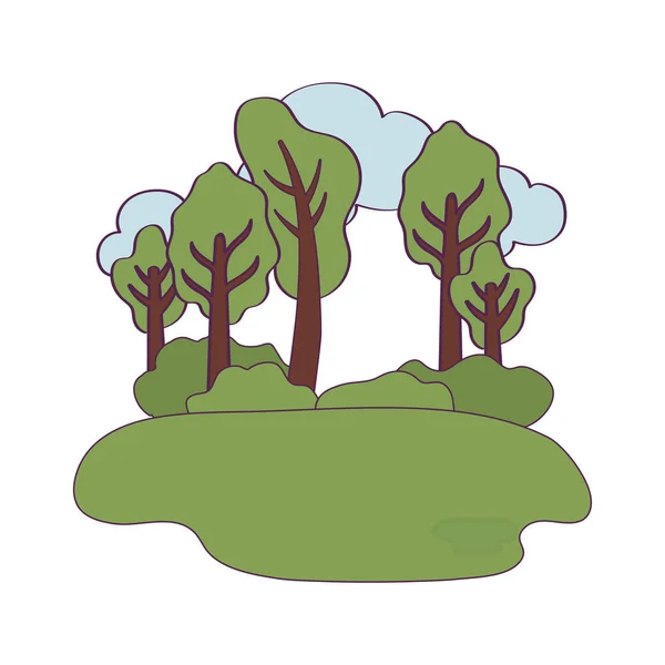 Izolované sezónní stromy a mraky vektorový design — Stockový vektor