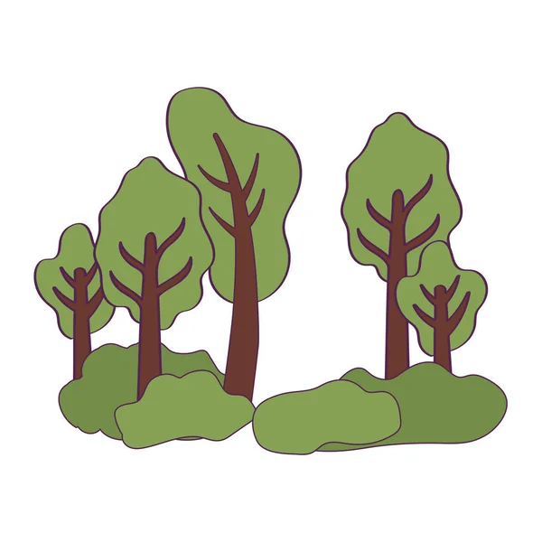 Diseño vectorial de árboles y arbustos de temporada aislada — Vector de stock