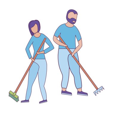 Avatar erkek ve kadın tırmık vektör tasarımı ile