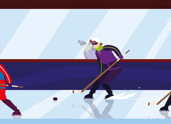 man playing hockey, hockey player with hockey stick, ice hockey puck