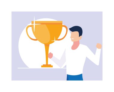 Altın madalyalı genç adam.