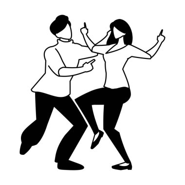 Beyaz arka planda dans eden çiftlerin silueti