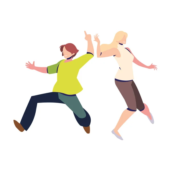 Δύο άνθρωποι σε στάση χορού σε λευκό φόντο — Διανυσματικό Αρχείο